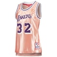 thumbnail image 2 of Women's Mitchell & Ness Magic Johnson Pink Los Angeles Lakers 75th Anniversary Rose Gold 1984 Swingman Jersey, 2 of 3