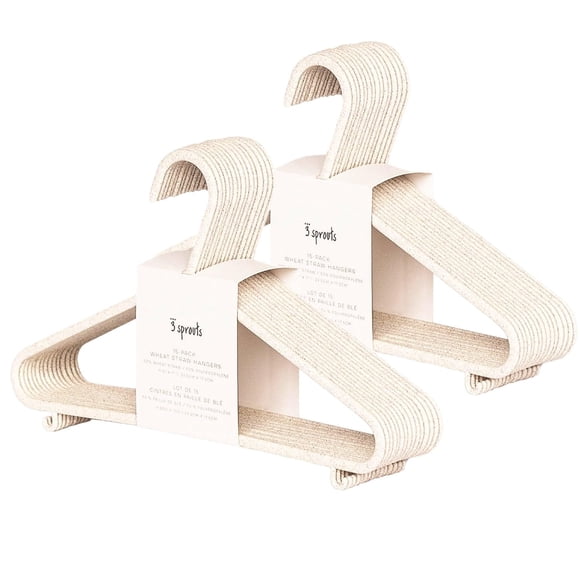 3 Sprouts Wheat Straw Plastic Hangers - 30-Pack Eco-Conscious Baby Hangers & Child Clothes Hanger, Coats - Ideal for Small Girls, Boys, Children, Tod