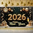 thumbnail image 3 of Gold Theme Happy New Year Banner Snowflake Design 2026 New Year Display Gift Decoration Champagne Festive New Year Backdrop for New Year Party New Year's Eve Family Gathering, 3 of 9