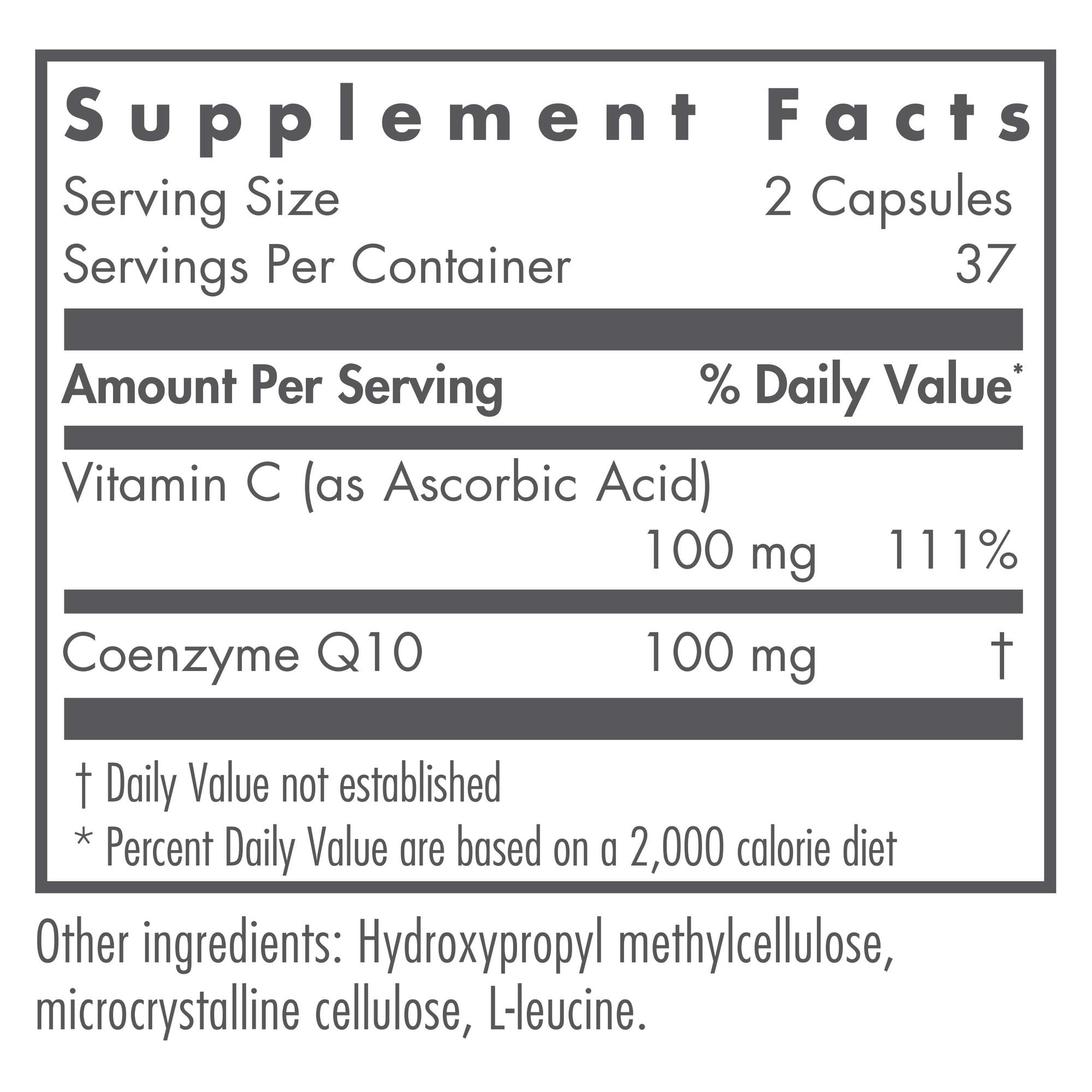 NutriCology Coenzyme Q10 - Delivers 50 mg CoQ10 with Vitamin C - Supports Cellular Energy Production, Antioxidant Activity & Heart Wellness - 37 Servings - 75 Vegetarian Capsules