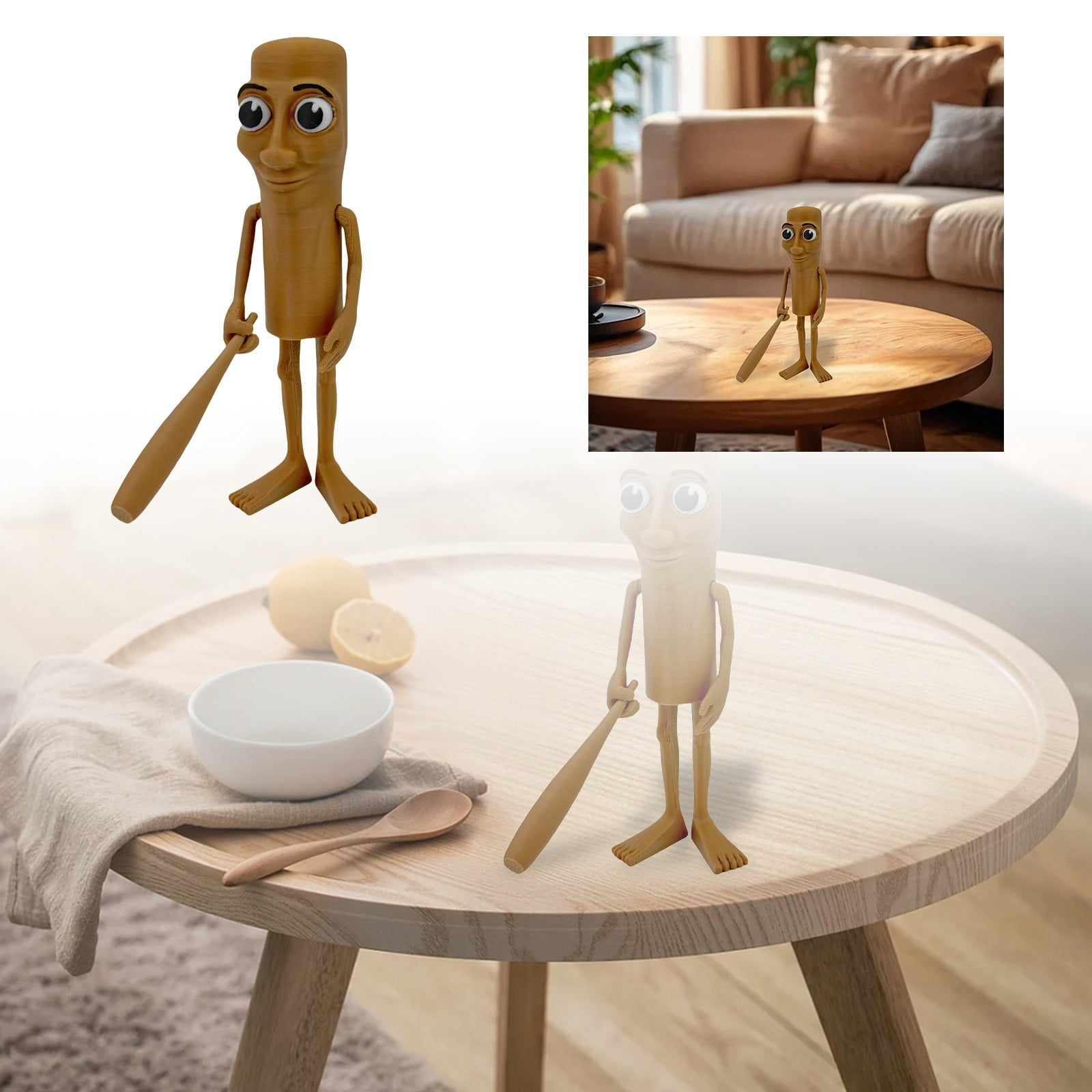Tung Tung Tung Sahur Figure, Tung Tung Tung Sahur Toy, Tralalero Tralala, Shark Meme Figure, AI Brainrot Animals Collectible Figurines for Home Office Desk Decor