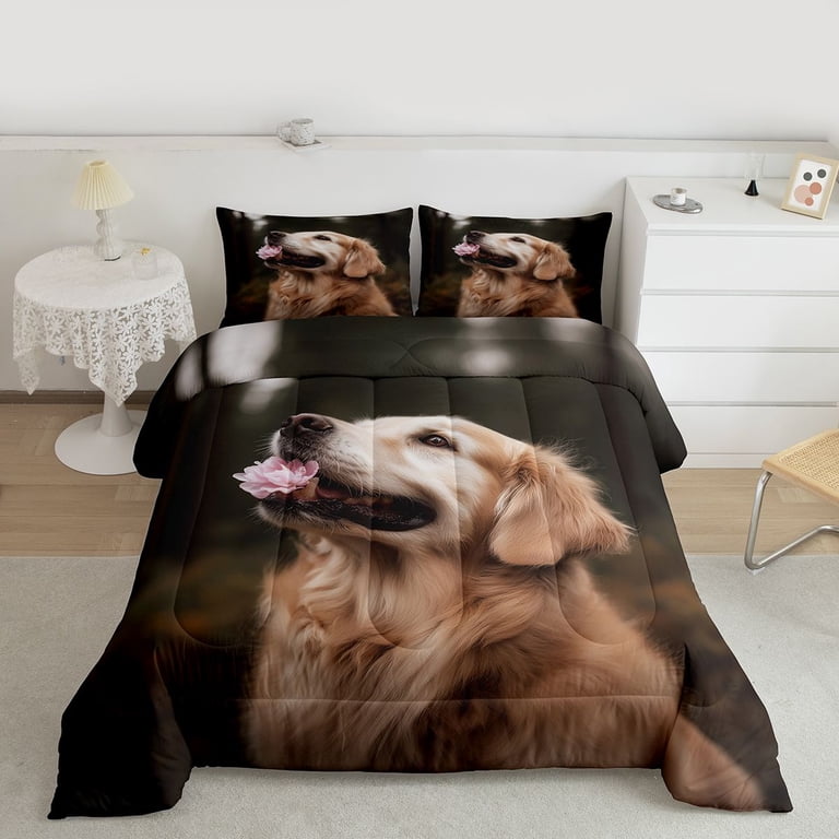 jejeloiu Kawaii Pet Dog Twin Comforter Sets,Cute Golden Retriever