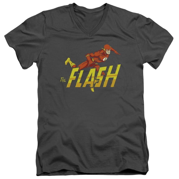 DC Comics Flash 8 Bit Flash S/S Adult V-Neck T-Shirt 30/1 T-Shirt Black