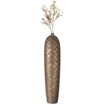 Tall Cylinder Antique Style Designed Floor Vase for Entryway Dining or Living Room, Ceramic Rustic