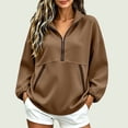 thumbnail image 2 of Zynoxe Women's Pullover Sweatshirt Classic Stand Collar Half Zip Sweatshirt for Women Relaxed Drop Shoulder Long Sleeve Sweatshirt Fashion Color Block Top with Pockets & Elastic Ribbed Cuffs XL, 2 of 8