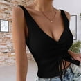 thumbnail image 2 of Top con cordón frontal para mujer, Top de punto con cordón, Top con cuello en V con cordón de moda, Top de punto sin mangas para mujer, confiable y duradero, 2 of 6