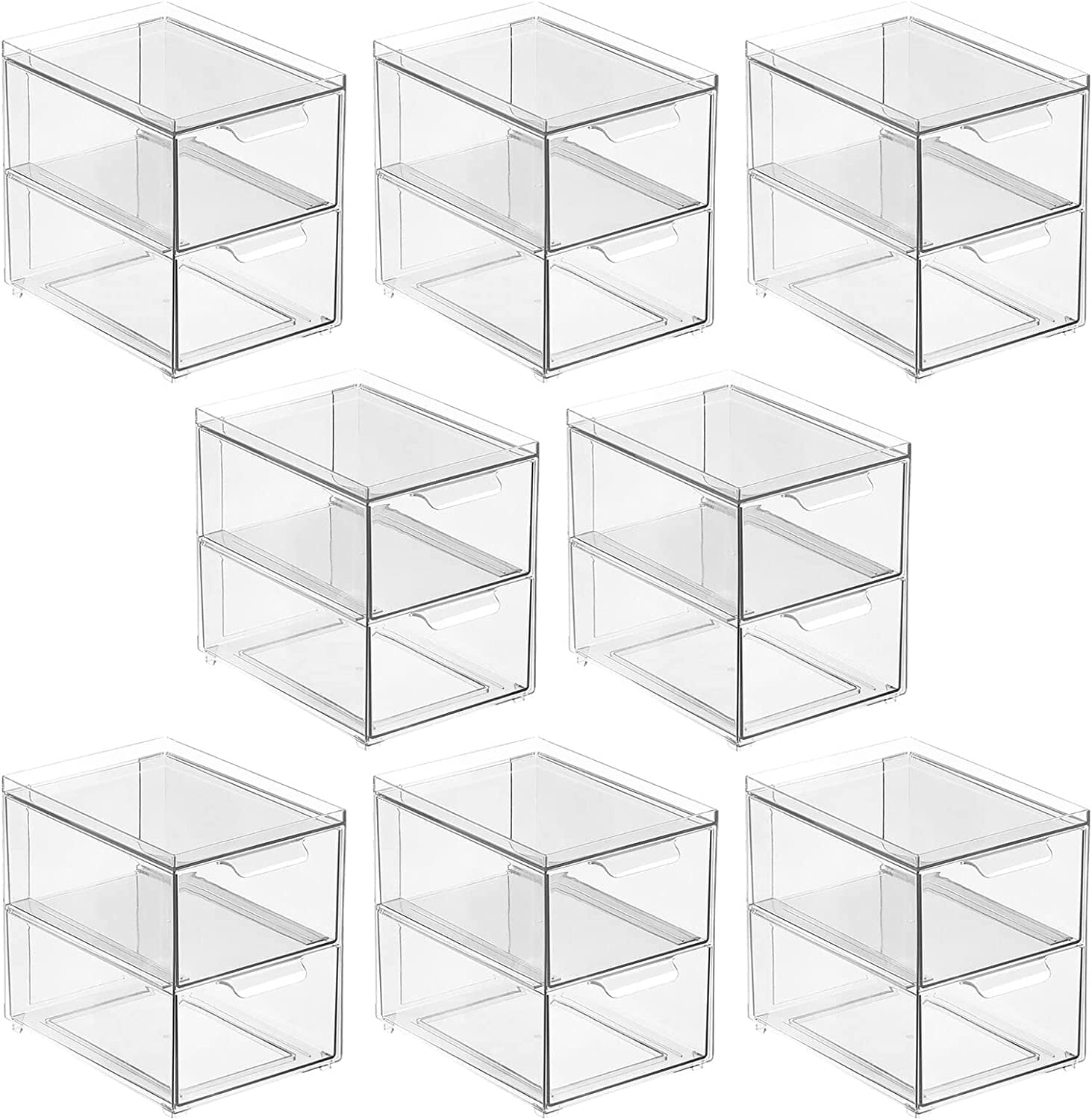 Stackable Storage Containers Box with 2 PullOut Drawers Stacking