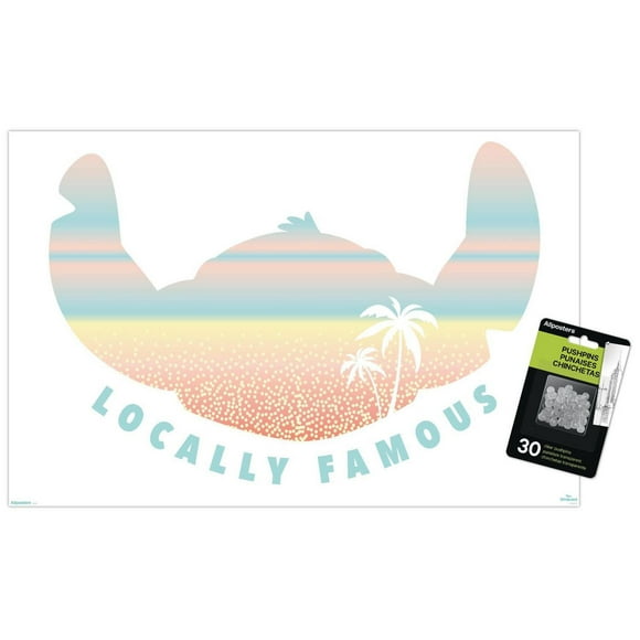 Disney Lilo and Stitch: Beach Vibes - Locally Famous Wall Poster, 14.725" x 22.375" Framed