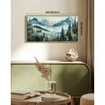 thumbnail image 4 of SHENIFY Landscape Mountain Range Wall Art Set Watercolor Foggy Pine Tree Forest Nature Scenry Mist Wilderness Farmhouse Rustic Modern Decorative 8x16in Natural Framed, 4 of 5
