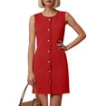 thumbnail image 2 of NIEWTR Womens Summer Dress Crew Neck Button Decoration Sleeveless Sundresses Work Casual Tank Dress(Red,L), 2 of 6