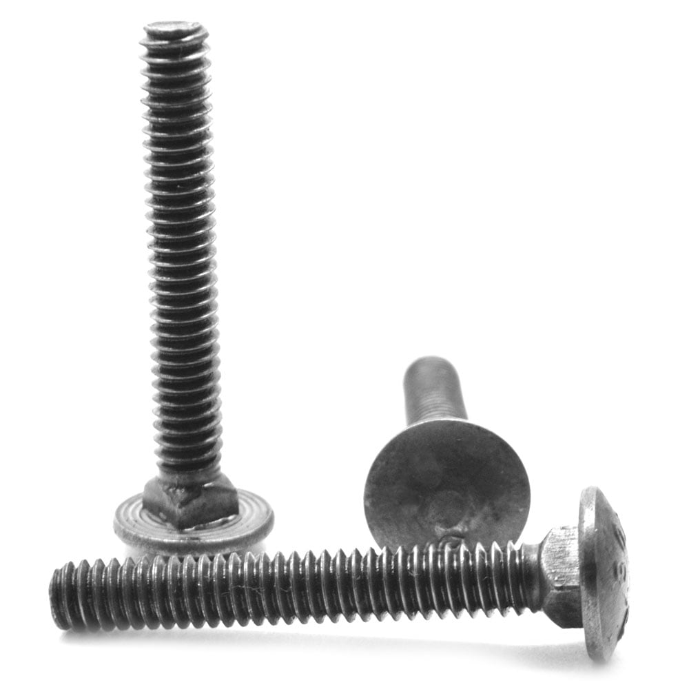 Fully Threaded Inch Size: #10-24 #10-24 x 2 1/2 Carriage Bolts A307 Grade A ZINC CR+3 Quantity: 125 Finish: Zinc Head: Round Length: 2-1/2 Drive: External Square Material: Steel 