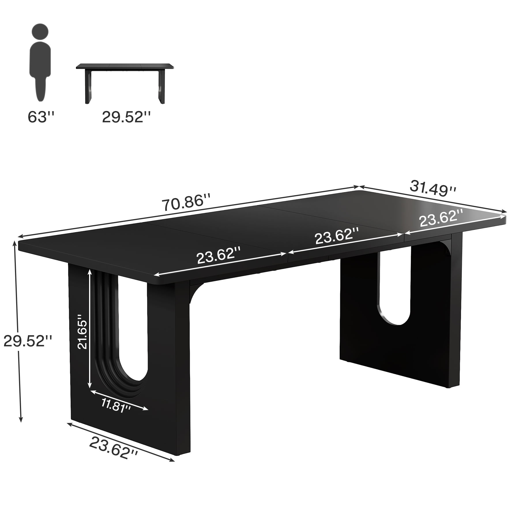 Tribesigns Modern Executive Desk, 70.9" Large Office Computer Desk, Conference Table Meeting Room Table, Simple Workstation Business Furniture for Home Office, Black