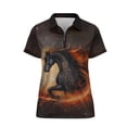 thumbnail image 6 of Whosucclay Anti Fade Tennis Shirts for Golf Shopping Outdoor, Polyester Breathable Moisture Wicking Polo Shirts, Flaming Horse Art Size XX-Large, 6 of 10