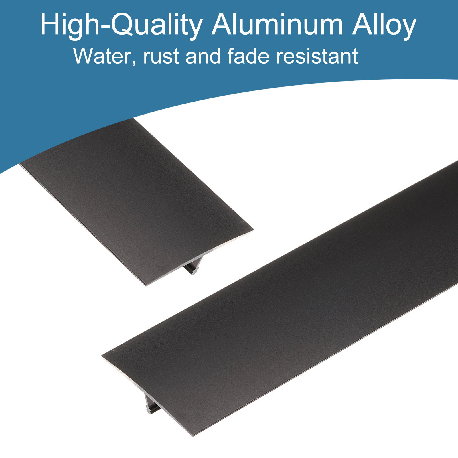 Unique Bargains Aluminum T Molding Floor Transition Strip Moulding 1.6"x3 Ft  Black