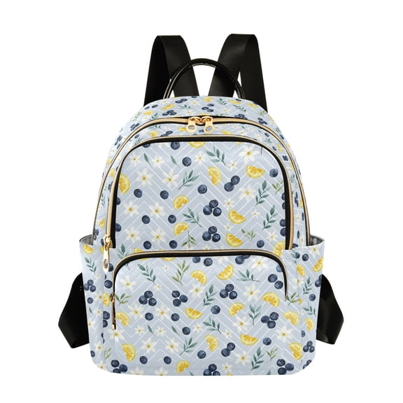 FORMRS Mini Backpack Purse for Women Quilted Travel Daypack Casual Shoulder Bag, Blue Lemons Pattern