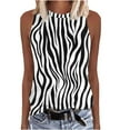 thumbnail image 3 of Njoeus Womens Tank Top Summer Zebra Stripe Sleeveless T-Shirt Work Casual Business Round Neck Sleeveless Tank Top, 3 of 5