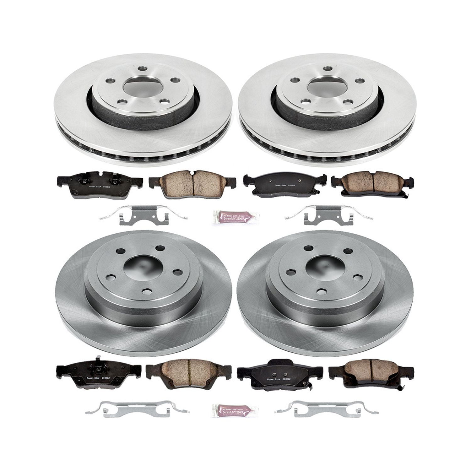 Power Stop Front and Rear Stock Replacement Brake Pad and Rotor Kit KOE5952 Fits 2015 Jeep Grand Cherokee