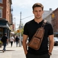 thumbnail image 6 of Men's Premium Faux Leather Sling Crossbody Chest Bag, Business Casual Adjustable Shoulder Bag, Multi-Pocket Durable Bag for Travel Work Commute Outdoor Daily Use, 6 of 6