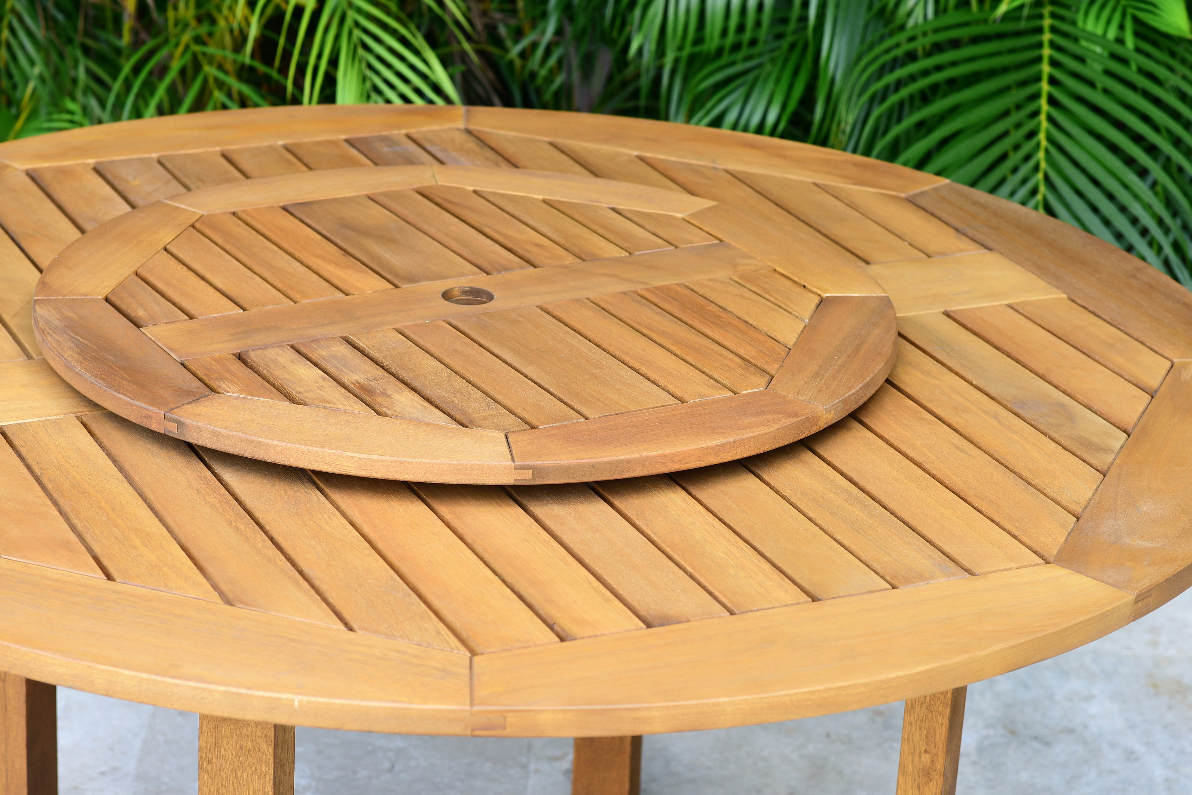 Amazonia Cologne 5 Pieces Lazy Susan Teak Finish Round Patio Dining Set, Seating Capacity: 4