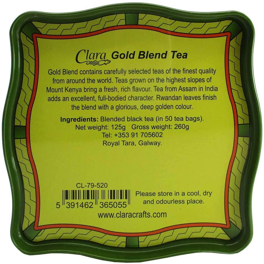 Irish Breakfast Tea - Celtic Peacock Irish Weave Designed Tin Green