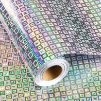 17 In X 32.8 Ft (46.5 sq.ft.) Holographic Wrapping Paper Roll, Silver Blocks Gift Wrap with Animals for Wedding, Birthday, Christmas, Mother's Day, Bridal Shower, Easter