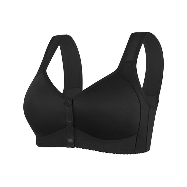 Exclare Racerback Full Figure Underwire Women's Front Close Bra Plus Size  Seamless Unlined Bra For Large Bust(Black,38D) 