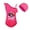 Rose, variant on APHMAU girls' one-piece swimsuit, children's movie and TV game cartoon elements, milk silk suspender one-piece swimsuit, bikini+swim cap, suitable for children aged 4-12 years old