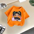 thumbnail image 5 of T Shirt for Girls Short Sleeve Cartoon Graphics Round Neck Kids Funny Tee Size 5-6 Years,Orange, 5 of 5