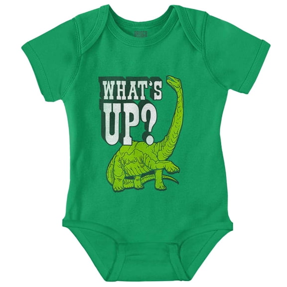 Funny Whats Up Cool Dinosaur Pun Romper Boys or Girls Infant Baby Brisco Brands NB