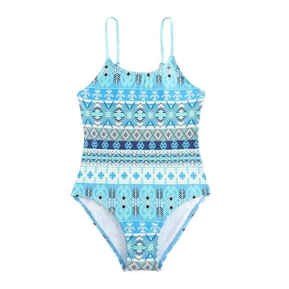 XEGLSBU Girls Swimsuit Size 7 2Pcs Girls One Pece Swimsuit Floral Printed Bathing Suit Kids Hawiian Beach Swimwear Sport Haler UPF 50 Sky Blue Size 5-6 Years