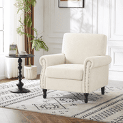 COOLHUT Modern Accent Chair Armchair, Linen Fabric Upholstered Comfy Single Sofa with Solid Wood Frame for Living Room, Beige