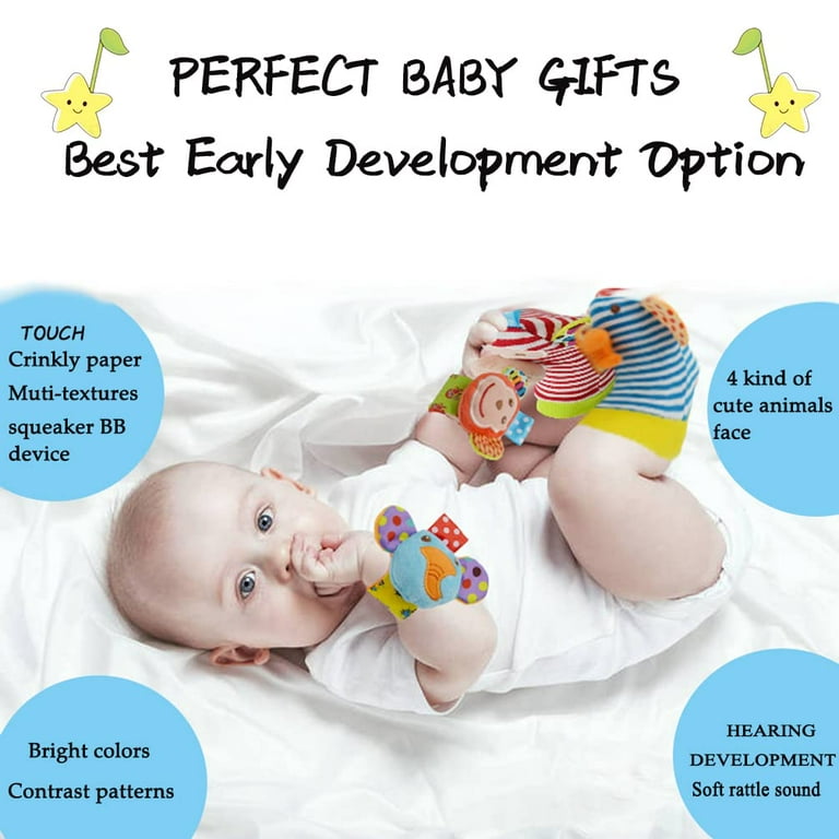 CCEOO TOY Baby Rattle Socks and Wrist Rattles Set 0-12 Months, Soft Sensory  Toys for Newborn and Infant Development and Stimulation, Baby Gifts for