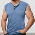 thumbnail image 2 of Men's Summer Fashion Sleeveless Wide Shoulder Back Center Collar Button Up Fitness, 2 of 6