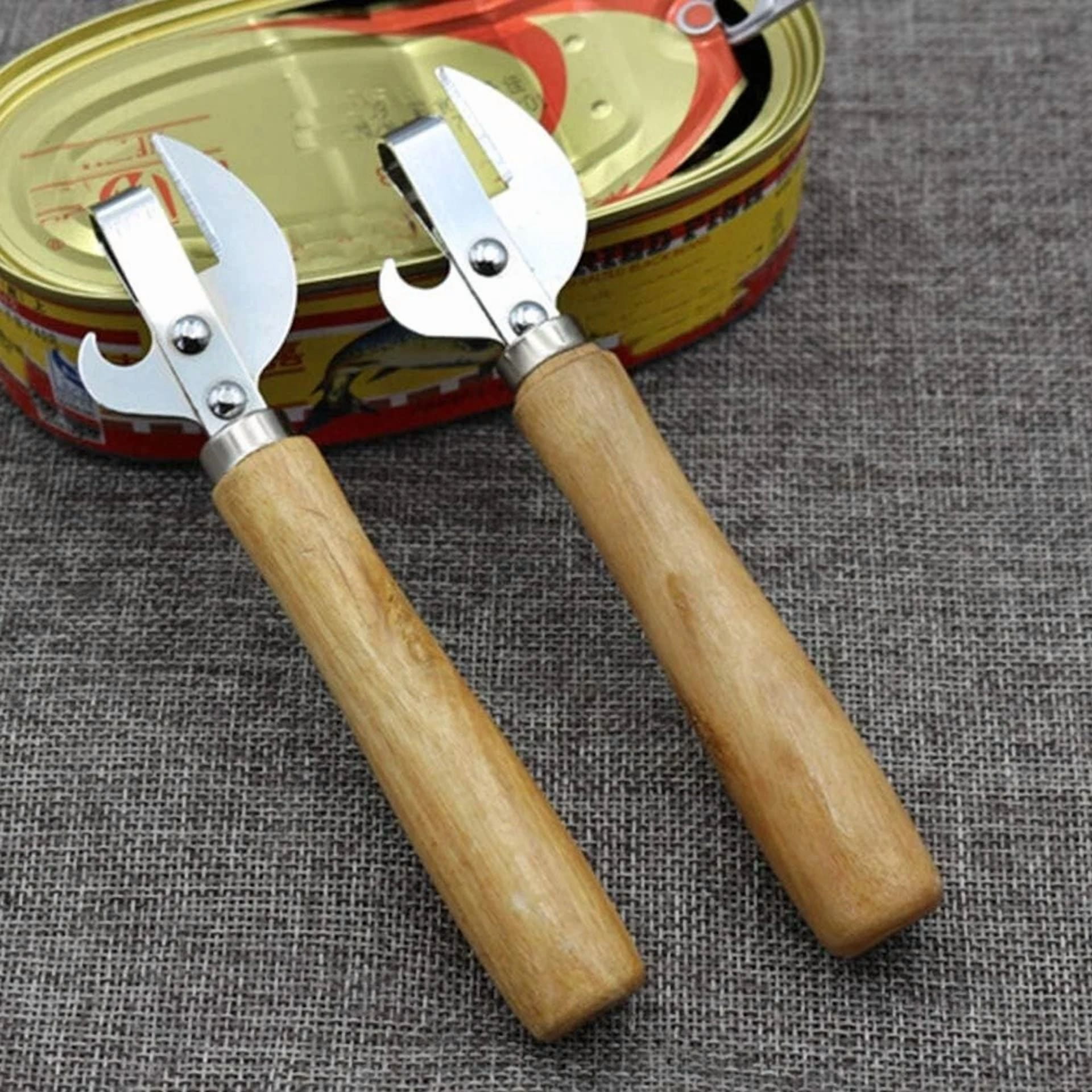 CRESTIN- Stainless Steel Can Opener With Wooden Handle Vintage Style 5.5 ? 1.6 ? 0.8