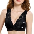 thumbnail image 3 of Xdegoge Women's Lace Front Closure Bralette Deep V Neck Scalloped Lace Trim Wireless Bra Sheer Mesh Lingerie for All-Day Comfort and Stylish Everyday Wear, 3 of 4