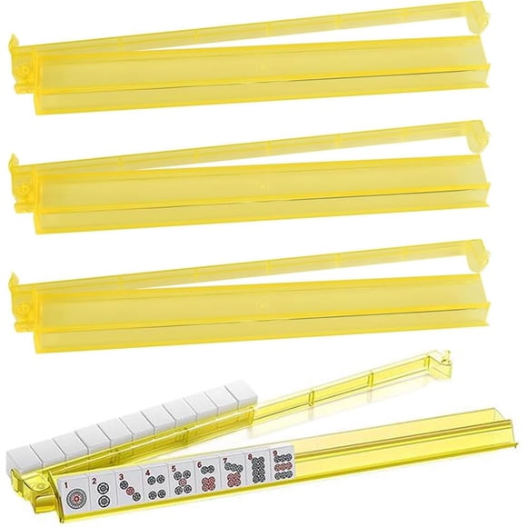 Four-piece mahjong tile rack set (with tile pusher), made of transparent acrylic, suitable for family gatherings and holiday parties.,E,4pcs