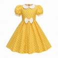 thumbnail image 1 of Gubotare Robe d'Été pour Fille Robe d'Été pour Filles Encolure Carrée Manches Courtes Taille Croisée Décontractée Ligne A Mini Robe Taille 9-10 (Jaune, 9-10 Ans), 1 of 6