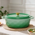 thumbnail image 4 of Ktaxon 7.5QT Enameled Cast Iron Dutch Oven with Upgraded Textured Handles, Oval Geometric Design, Oven Safe to 500°F, Sage Green, 4 of 13