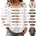 thumbnail image 3 of Vinsonshop Cotton Linen Embroidery Peasant Blouses for Women Crewneck Short Sleeve Floral Shirts Casual Flowy Tunic Lightweight Loose Fit Basic Summer Everyday Clothes Green XXL, 3 of 5