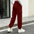 thumbnail image 5 of BRELIL Women's Cargo Pants Drawstring Loose Long Pants Casual Streetwear Lounge Activewear Travel Solid Baggy Trousers, Wine XL, 5 of 6