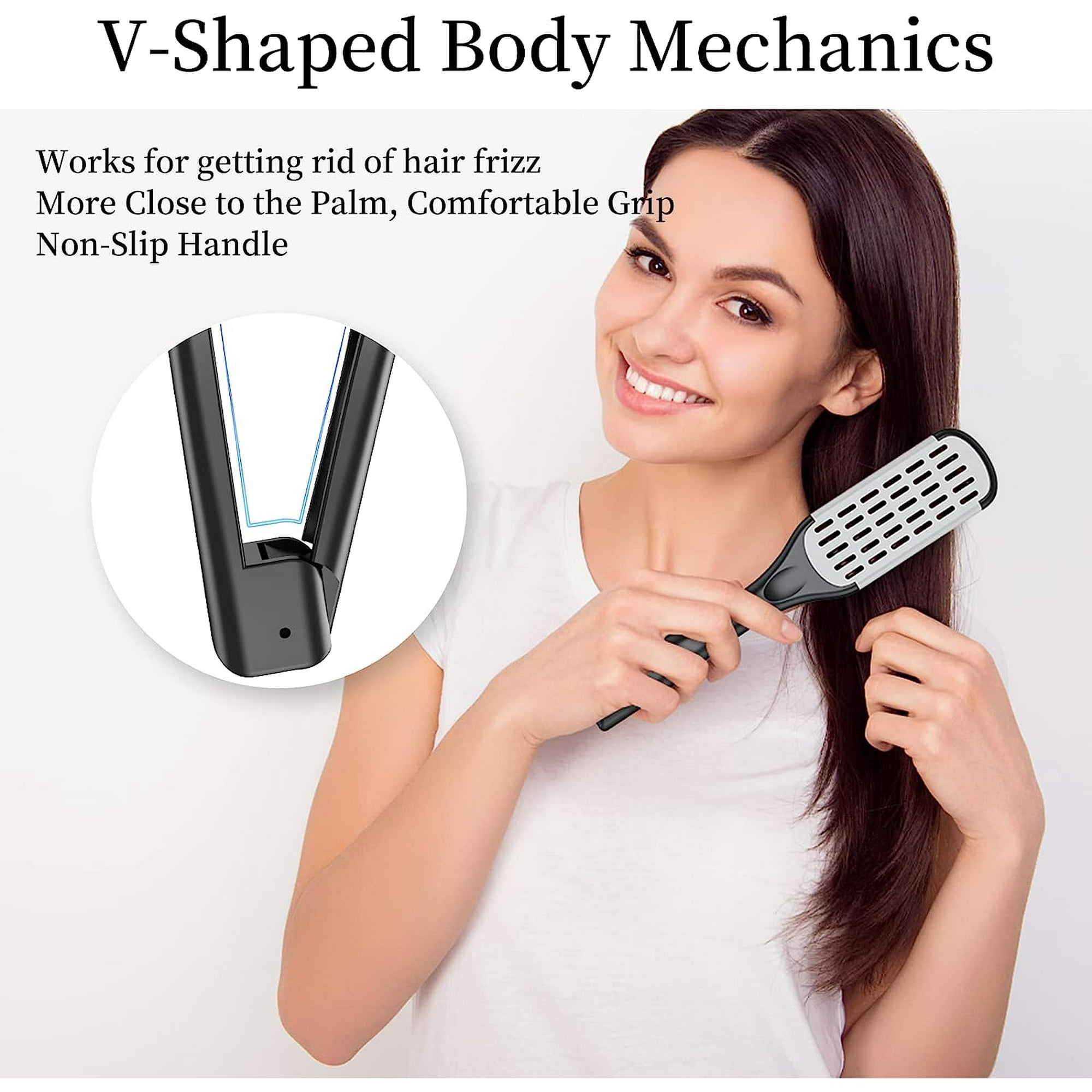 Chockeie Hair Straightening Brush Boar Bristle Frizzy Hair Straightener Brush Hair Comb Styling Tools For Healthy Hair Brush Straighten Frizz black