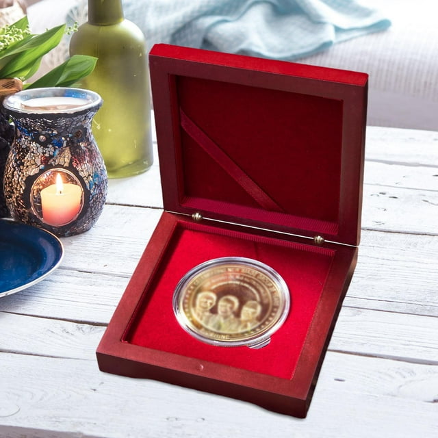 Caja de Colección Perfecl Organizador de Insignias de Monedas de Madera 10 cm x 10 cm
