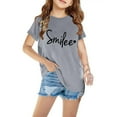 thumbnail image 2 of Tdoqot Girls Graphic Shirts- Summer T Shirts Fashion Short Sleeve Cotton Kids Clothes Tops Gray Size 11-12, 2 of 4
