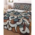 thumbnail image 3 of Quilts Full Size, Brown Teal Boho Soft Comforter Bedding Set for Bed, Ethnic Rustic Abstract Flowers Lightweight Quilted Bedspread with Pillow Cover(2 Pieces) for All Season, 78x90 Inch, 3 of 6