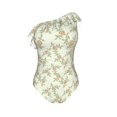thumbnail image 4 of Yiaed Rose Print Women One Piece Swimsuits Tummy Control One Shoulder Bathing Suits Pattern Ruffle Swimwear-Medium, 4 of 8