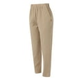 thumbnail image 5 of WTXUE Women's Pants, Womens Trousers Women Waisteded Wide Leg Pants Drawstring Elastic Trousers Comfy Straight Leg Long Pants Pockets, Slacks Linen Pants Women Pantalones De Mujer, 1-Khaki, 5 of 8