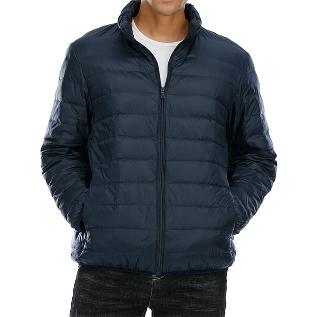 FOCUSSEXY Mens Down Puffer Jacket Lightweight Packable Winter Coat Men's Down Puffer Jacket Warm Casual Outdoor Zipper Jacket Packable Puffer Jacket, Blue