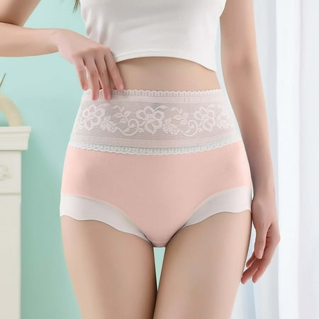 Womens Panties Lightweight Lace Sexy Triangle Breathable High-Waisted Tummy- Large Size Comfortable -Hugging Brief Waisted No Show Underwear