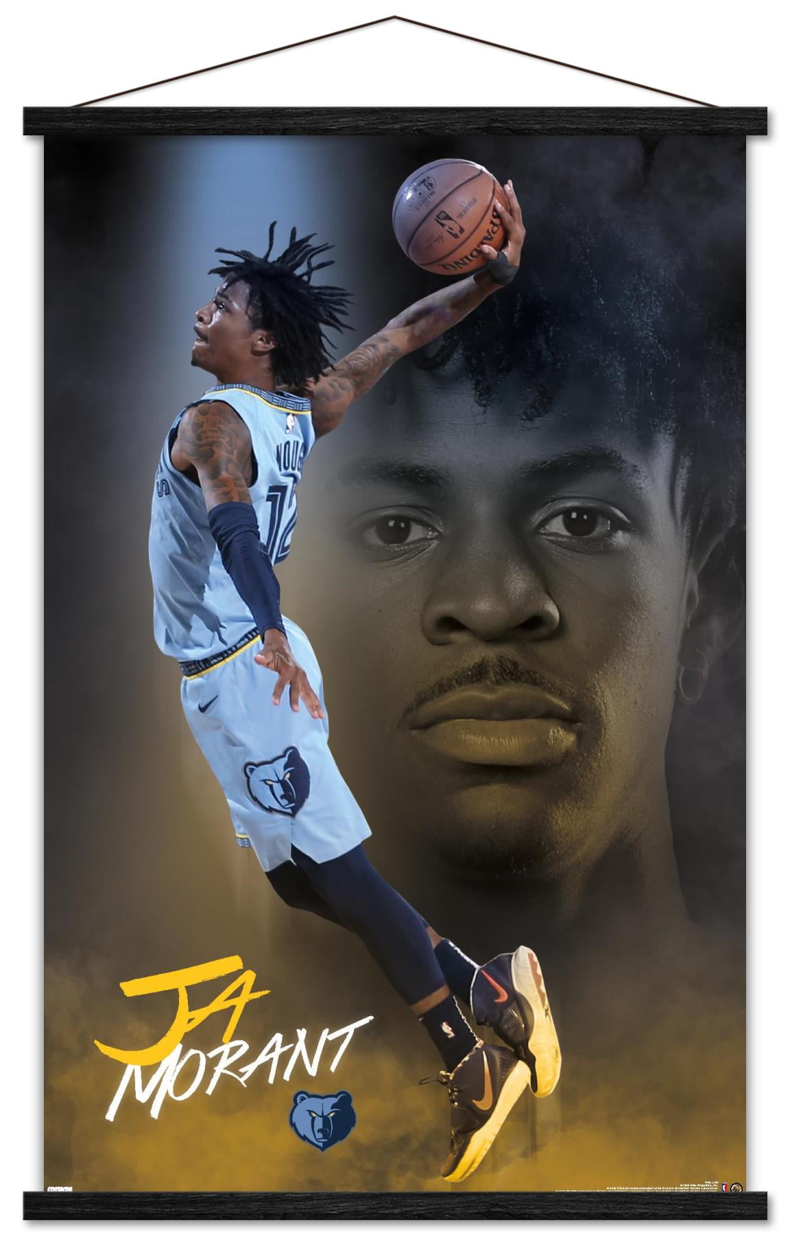 NBA Memphis Grizzlies Ja Morant 20 Wall Poster with Wooden