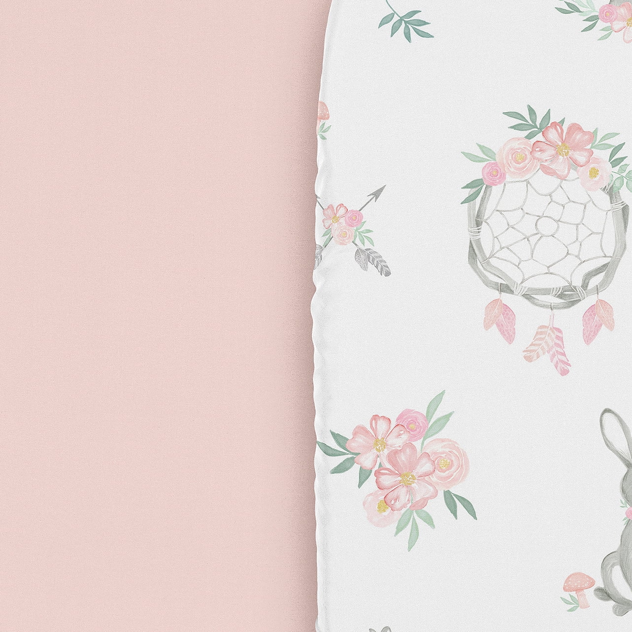 Sweet Jojo Designs Bunny Floral Girl Baby Bassinet Fitted Sheets Set 2 Piece
